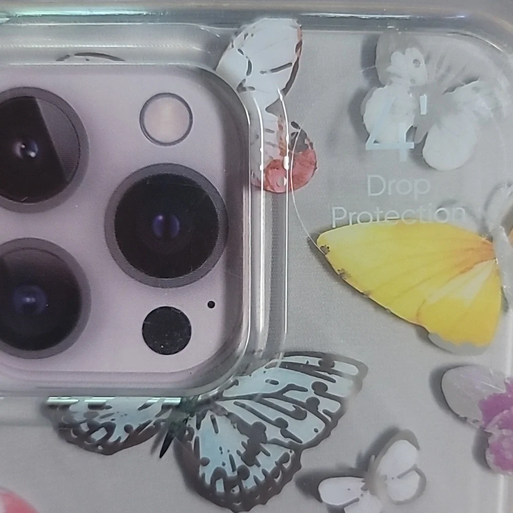 onn. Butterfly Phone Case for iPhone 14 Pro Max with 4' Drop Protection